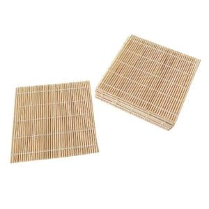 Glasbrik i bambus / coaster - 12 stk