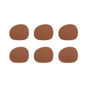 Aida - RAW - coaster recycled leather cinnamon brown 6 pak