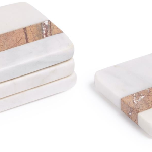 Marmor glasbrik Kave Home Saskia 10x10 cm hvid/brun