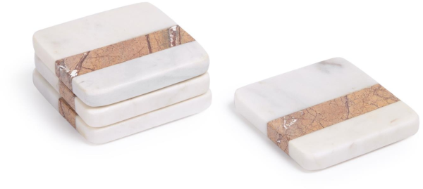Marmor glasbrik Kave Home Saskia 10x10 cm hvid/brun